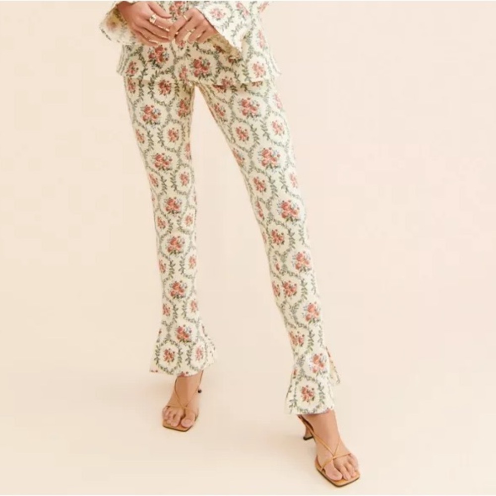 Anthropologie WEWOREWHAT Fit & Flare Slit Pants XS Victorian Floral Print - Picture 5 of 5